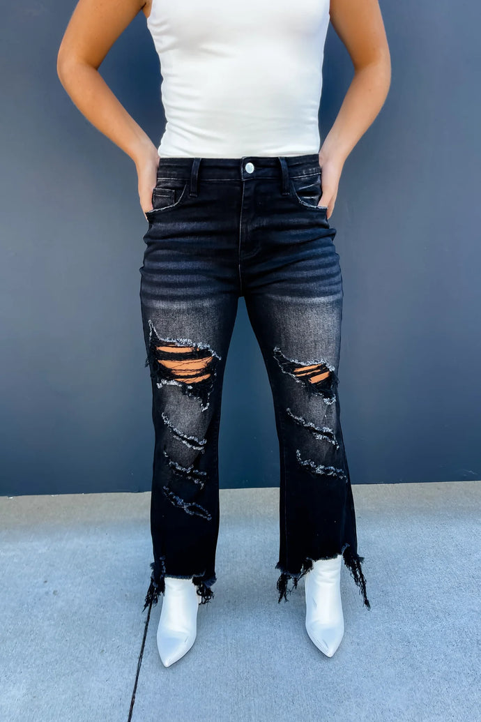 Black Urban Distressed Jeans- OPEN NOW