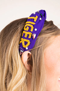Tiger Seed Bead Knotted Headband