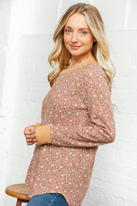 Floral Cross Stitch Thermal Pullover