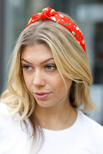 Load image into Gallery viewer, Red Christmas Print Top Knot Headband