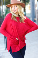 Load image into Gallery viewer, Going My Way Red Hacci Dolman Pocketed Sweater Top