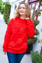 Load image into Gallery viewer, More The Merrier Red Pearl Christmas Tree Jacquard Sweater