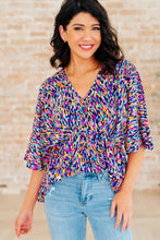 Load image into Gallery viewer, Dreamer Peplum Top in Painted Royal Multi