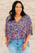 Load image into Gallery viewer, Dreamer Peplum Top in Painted Royal Multi