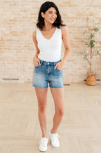 Load image into Gallery viewer, Elle High Rise Rhinestone Cutoff Shorts