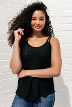 Load image into Gallery viewer, Eye on the Prize Eyelet Tank in Black