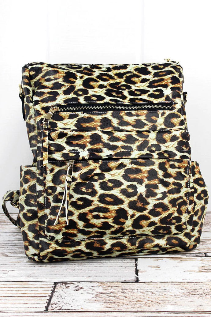 Faux Leopard Backpack