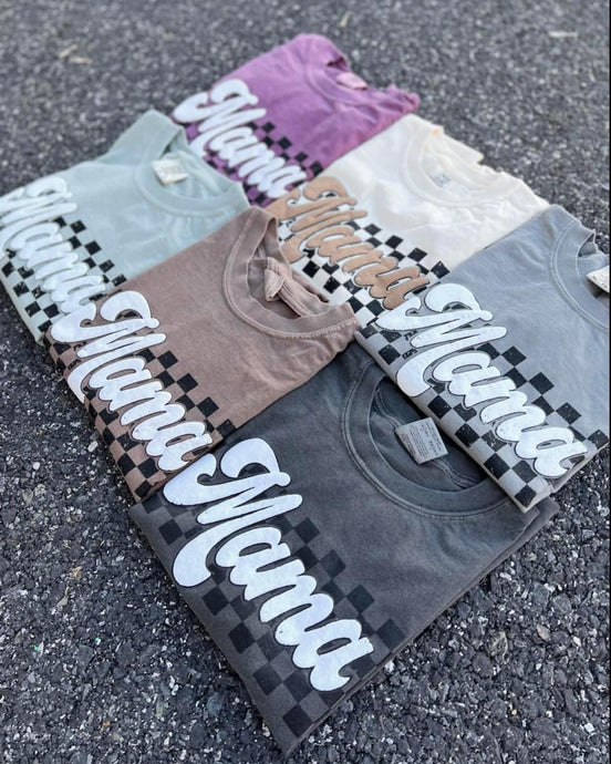 Checkered Mama Puff Tees