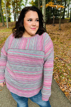 Load image into Gallery viewer, On The Run Magenta Multicolor Vintage Textured Knit Top