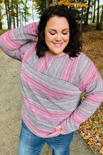 Load image into Gallery viewer, On The Run Magenta Multicolor Vintage Textured Knit Top