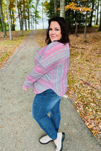 Load image into Gallery viewer, On The Run Magenta Multicolor Vintage Textured Knit Top