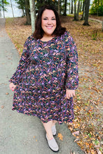 Load image into Gallery viewer, Flirtatious Black Ditzy Floral Fit &amp; Flare Midi Dress