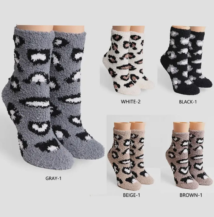 Fuzzy Leopard Socks