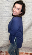 Load image into Gallery viewer, Melange Baby Waffle Long Sleeve Top in Light Navy