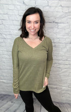 Load image into Gallery viewer, On a Roll Ribbed Knit V Neck Long Sleeve Top