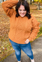 Load image into Gallery viewer, Joyful Days Rust Cable Knit Tassel Fringe Sweater