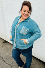 Load image into Gallery viewer, Teal Acid Wash Cotton Waffle Shacket