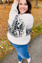 Load image into Gallery viewer, Ready For Anything Taupe &amp; Black Tassel Aztec Sweater
