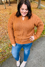 Load image into Gallery viewer, Can&#39;t Resist Rust Cable Knit Notched Neck Pullover Sweater