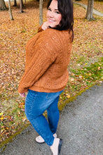 Load image into Gallery viewer, Can&#39;t Resist Rust Cable Knit Notched Neck Pullover Sweater