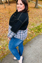 Load image into Gallery viewer, Seize The Day Black Denim &amp; Plaid Cut Edge Jacket