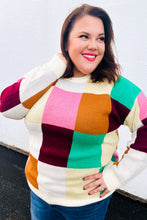 Load image into Gallery viewer, Adorable Ivory &amp; Camel Checker Jacquard Knit Sweater