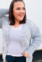 Load image into Gallery viewer, Leading Lady Slate Blue Two Tone Fuzzy Soft Brushed Cardigan