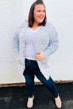 Load image into Gallery viewer, Leading Lady Slate Blue Two Tone Fuzzy Soft Brushed Cardigan