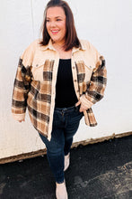 Load image into Gallery viewer, Adorable Taupe Corduroy &amp; Plaid Sherpa Button Jacket