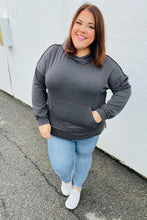 Load image into Gallery viewer, Cozy Up Charcoal Mineral Wash Rib Knit Hoodie
