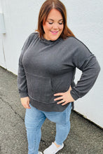 Load image into Gallery viewer, Cozy Up Charcoal Mineral Wash Rib Knit Hoodie