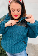 Load image into Gallery viewer, Going With You Teal Sequin &amp; Sherpa Half Zip Pullover