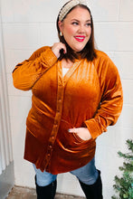 Load image into Gallery viewer, Dazzling Rust Velvet Button Down Tunic Top