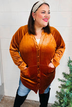 Load image into Gallery viewer, Dazzling Rust Velvet Button Down Tunic Top