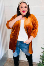 Load image into Gallery viewer, Dazzling Rust Velvet Button Down Tunic Top