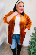 Load image into Gallery viewer, Dazzling Rust Velvet Button Down Tunic Top