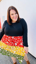 Load image into Gallery viewer, Black Floral Color Block Tiered Babydoll Dress