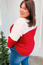 Load image into Gallery viewer, Festive Red &amp; White Drop Shoulder Outseam Color Block Top