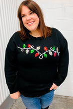 Load image into Gallery viewer, It&#39;s Lit Black Sequin Embroidered Christmas Lights Sweater
