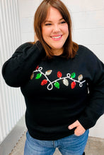 Load image into Gallery viewer, It&#39;s Lit Black Sequin Embroidered Christmas Lights Sweater