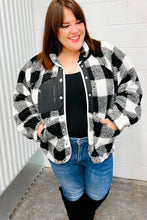 Load image into Gallery viewer, It&#39;s Your Best Black &amp; Ivory Plaid Sherpa Button Down Jacket