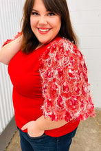 Load image into Gallery viewer, Come To Me Red Sequin Puff Short Sleeve Top