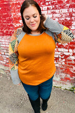 Load image into Gallery viewer, Feeling Myself Rust &amp; Black Animal Print Two Tone Raglan Top