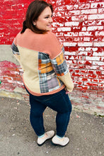 Load image into Gallery viewer, What I Like Rust/Charcoal Two Tone Knit Plaid V Neck Top