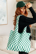 Load image into Gallery viewer, Checkerboard Lazy Wind Big Bag in Green &amp; White