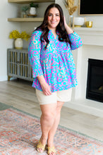 Load image into Gallery viewer, Lizzy Babydoll Top in Teal and Purple Leopard