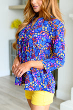 Load image into Gallery viewer, Lizzy Babydoll Top in Royal Retro Floral