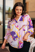 Load image into Gallery viewer, Lizzy Bell Sleeve Top in Regal Lavender and Gold