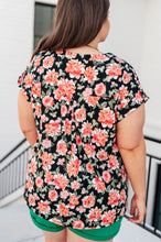 Load image into Gallery viewer, Lizzy Cap Sleeve Top in Black and Coral Floral