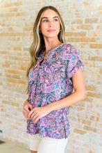 Load image into Gallery viewer, Lizzy Cap Sleeve Top in Charcoal and Pink Paisley